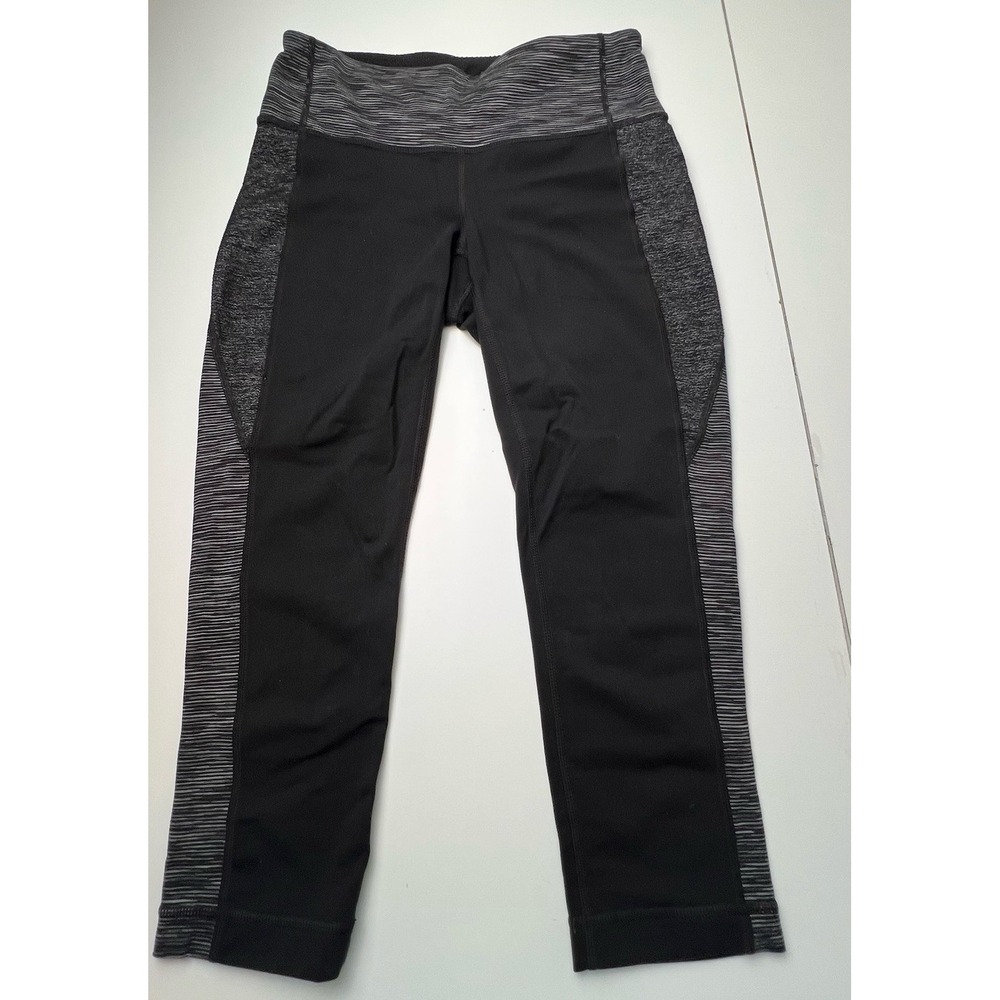 Athleta Chaturanga Capri Leggings Black Heather Gray Yoga Athletic Pants Sz S